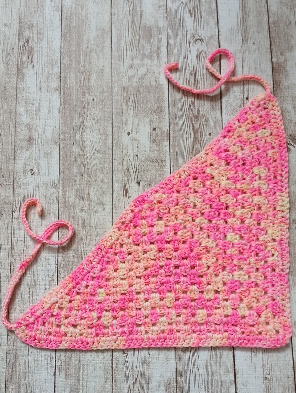 Bandana Granny Stitch Handcrafted Hair Cover Festival Boho Pink Lemonade Summer